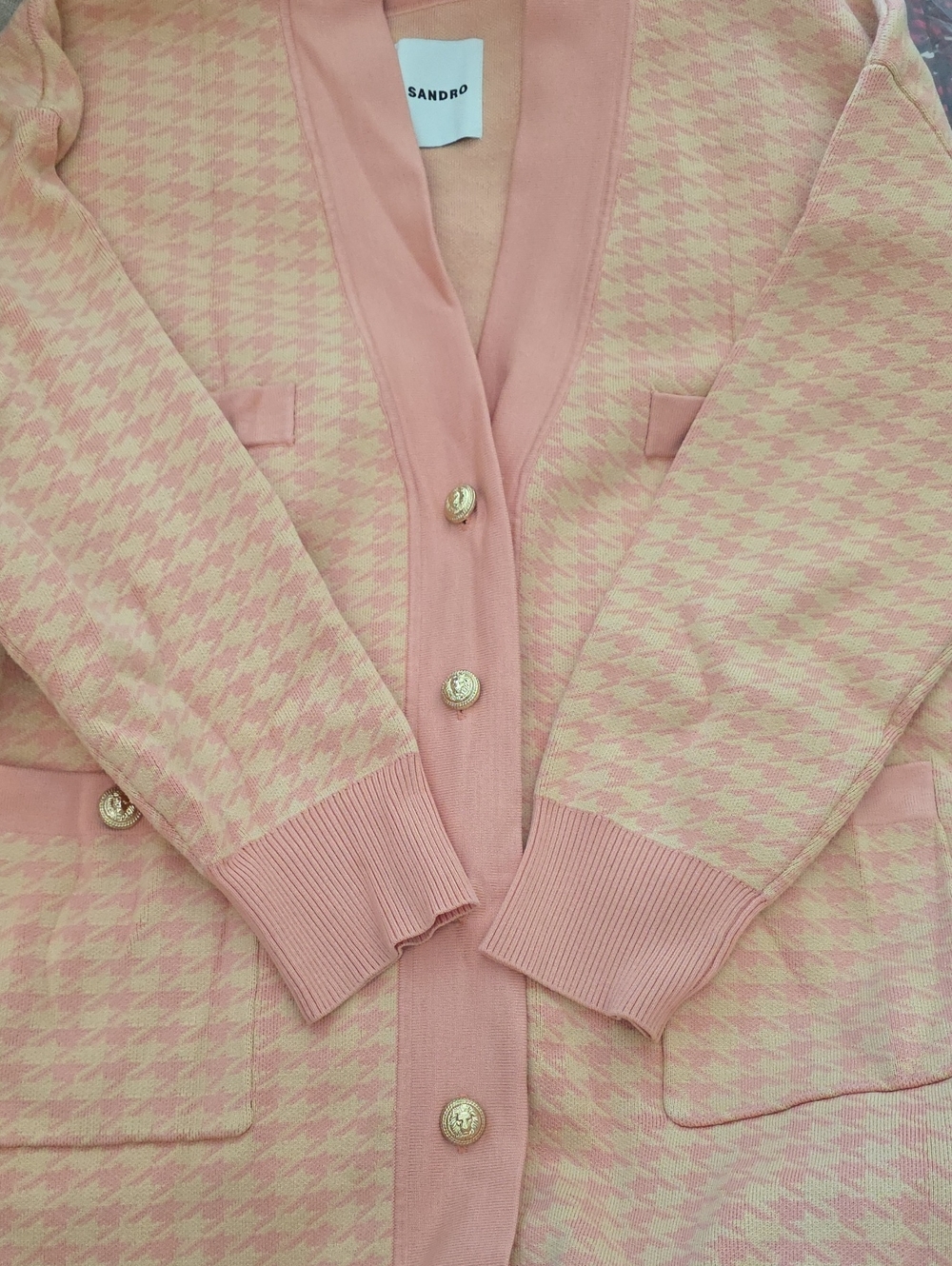 SANDRO | $415 Dane Oversized Houndstooth Cardigan - Picture 9 of 12